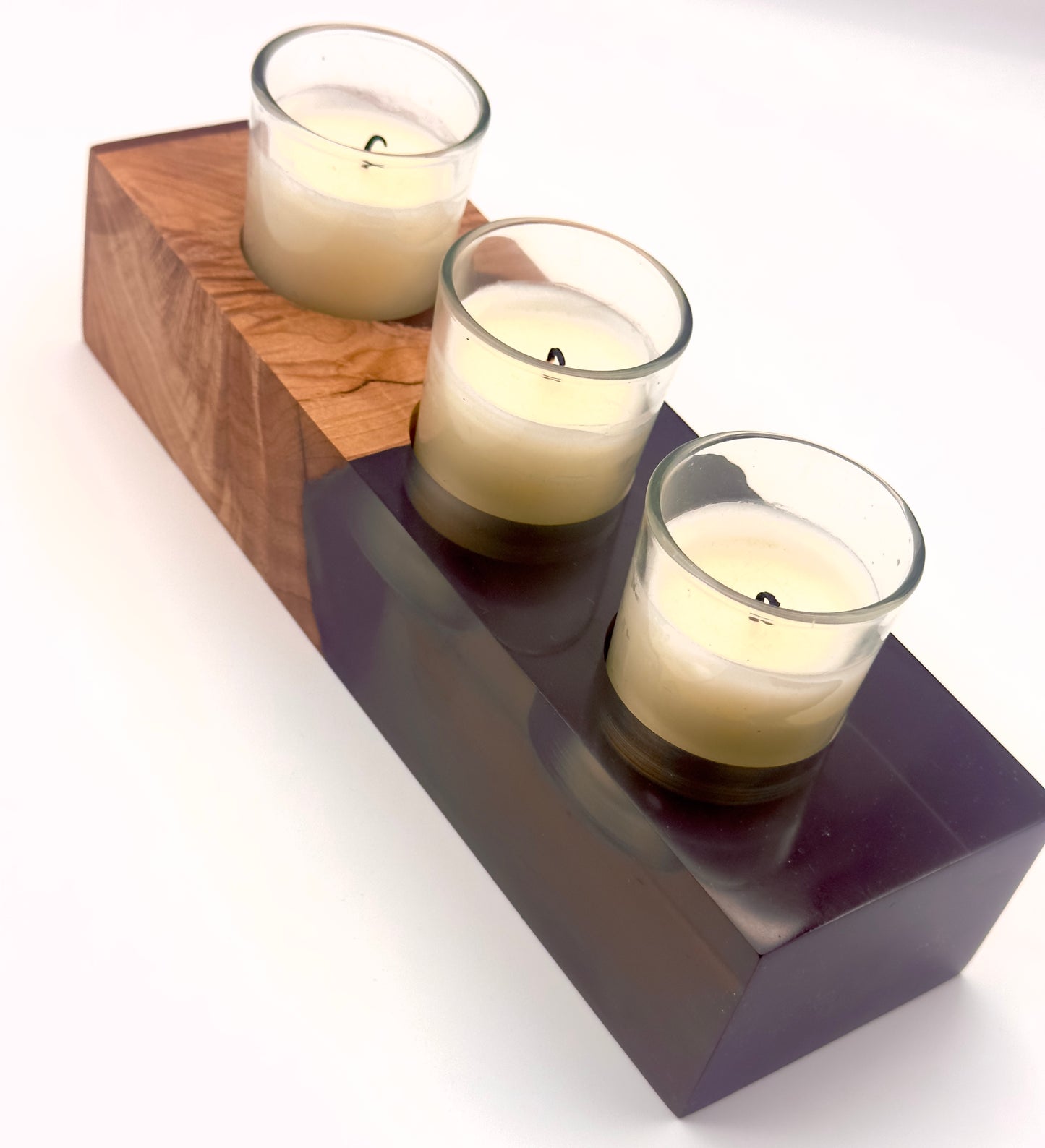 Smoky Resin and Maple Votive Candleholder