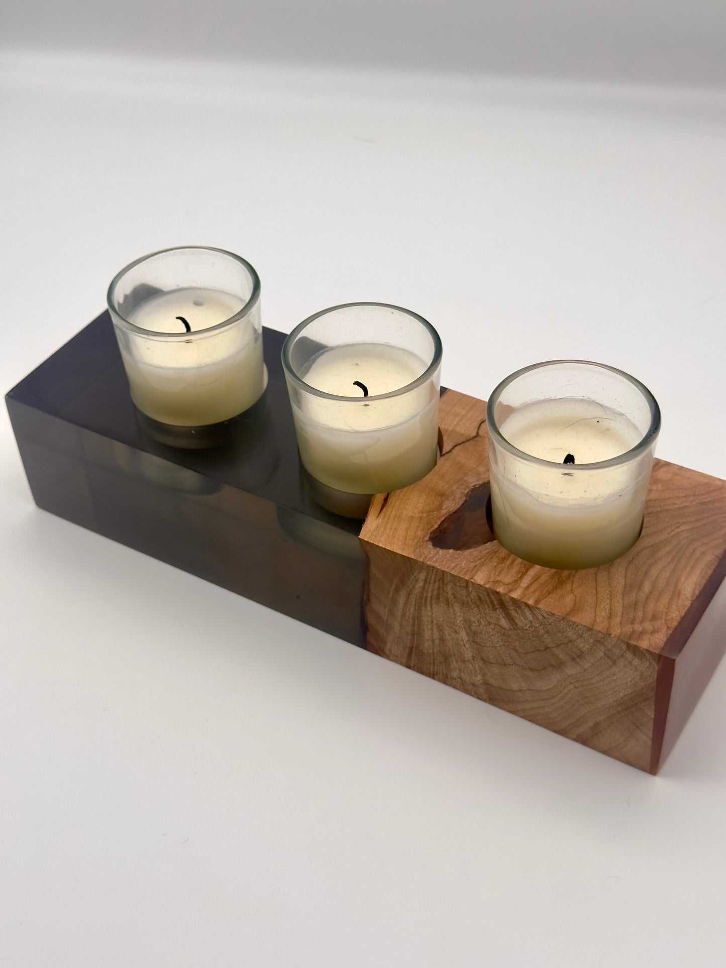 Smoky Resin and Maple Votive Candleholder