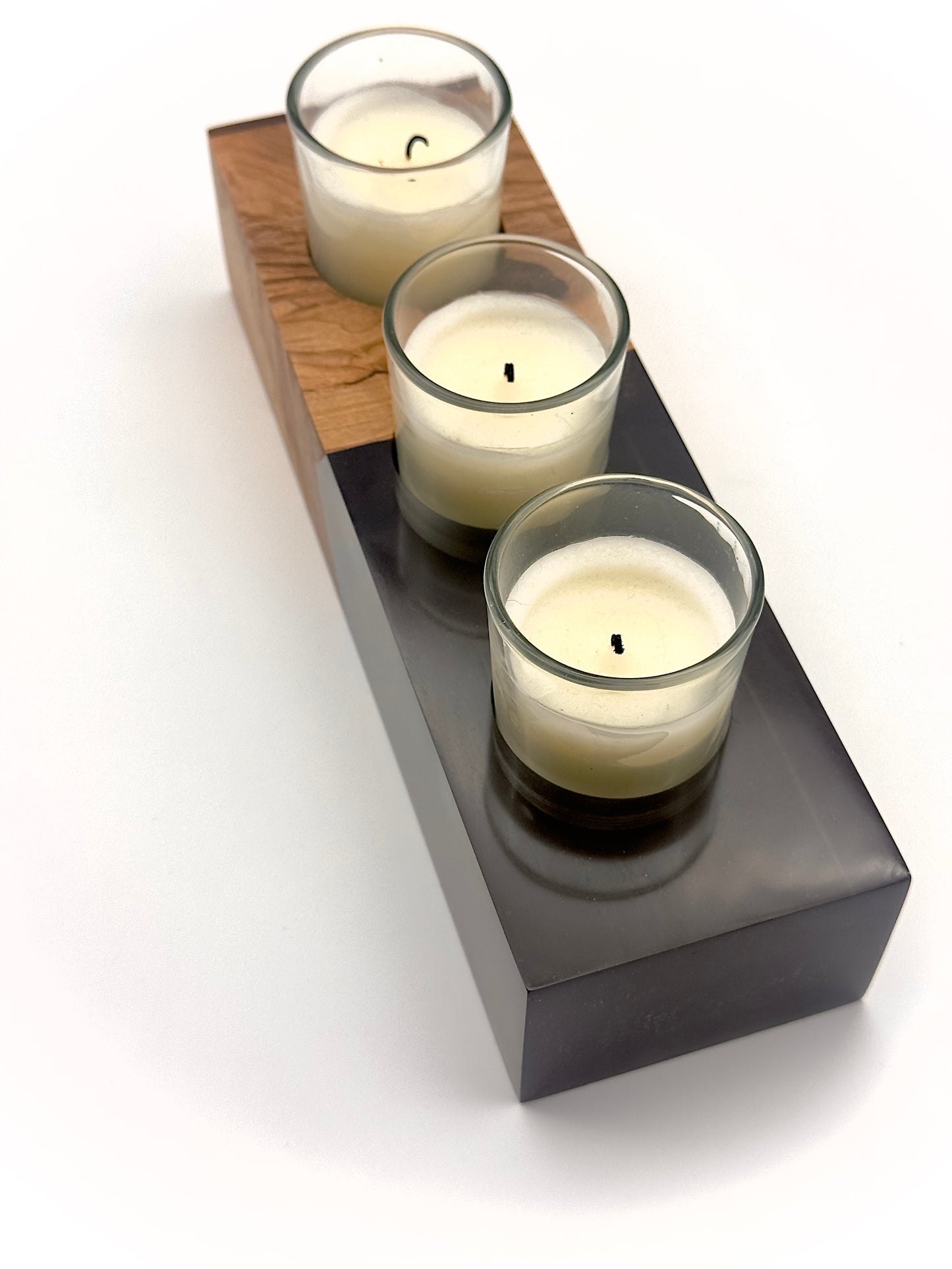 Smoky Resin and Maple Votive Candleholder