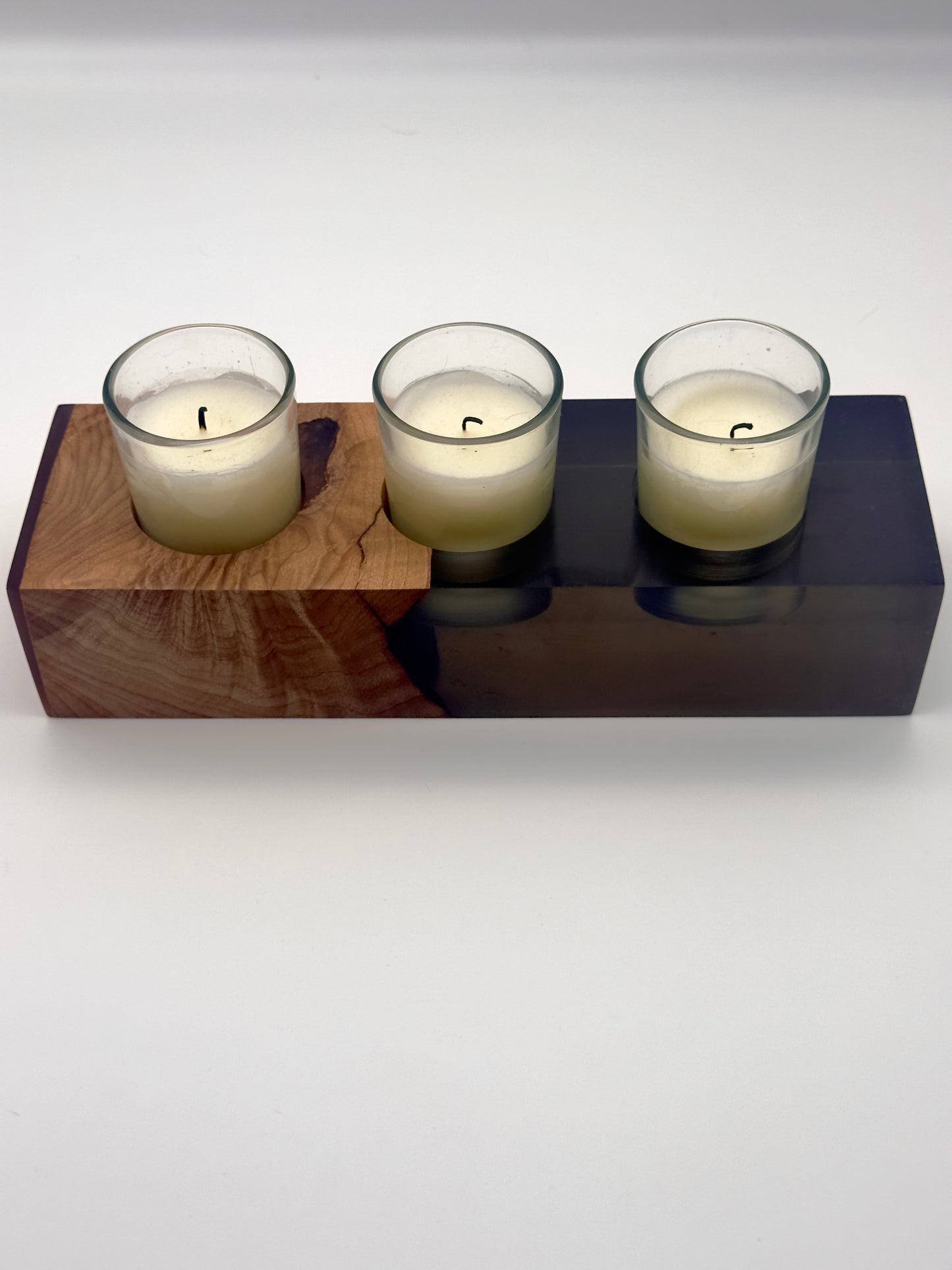 Smoky Resin and Maple Votive Candleholder