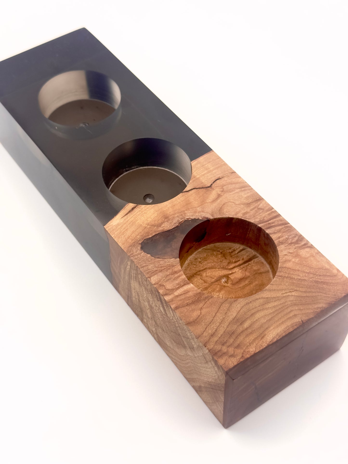 Smoky Resin and Maple Votive Candleholder