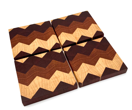 Mid-Century Modern Style Wood End Grain coasters (Set of 4)