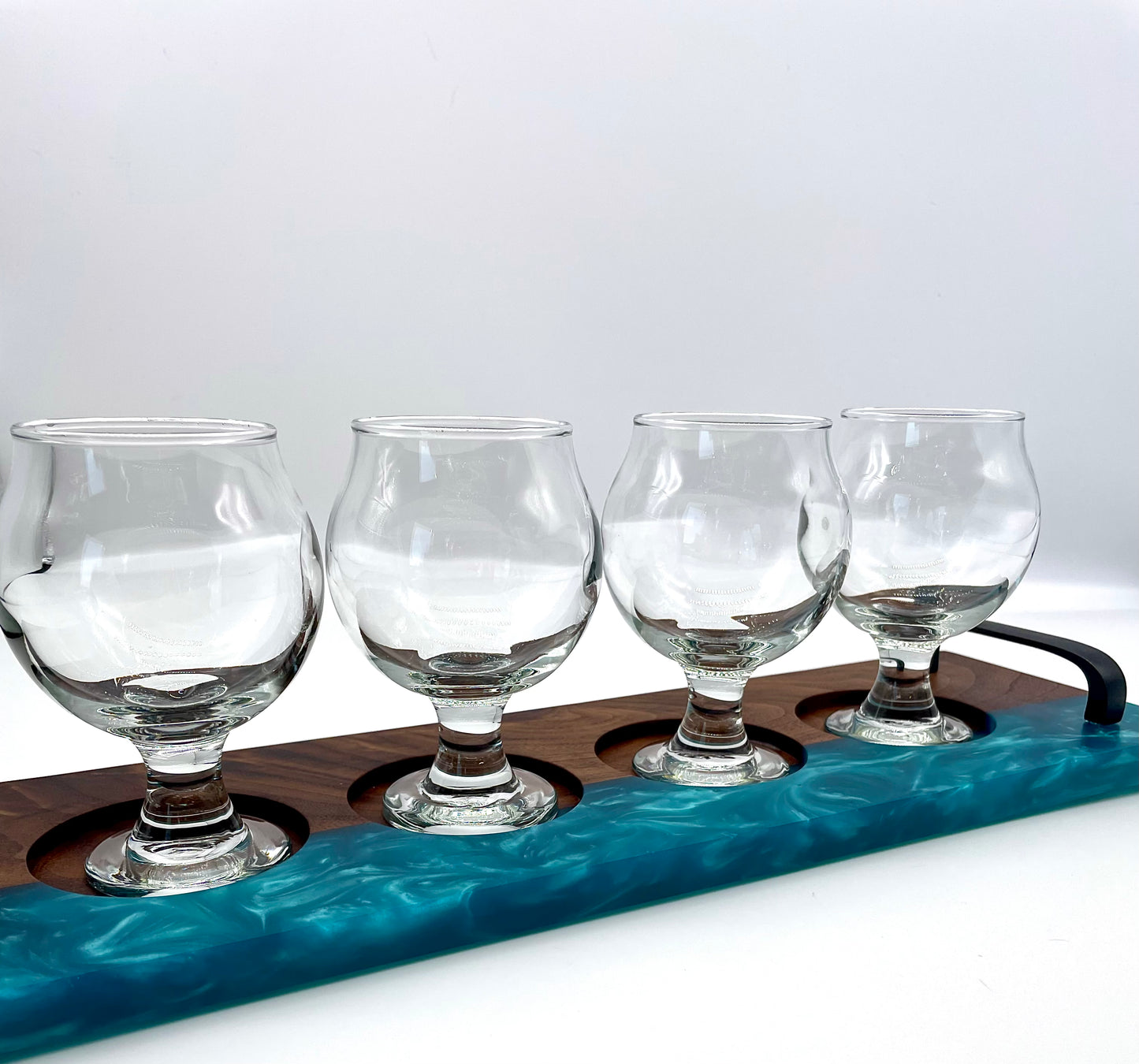 Walnut and Epoxy Resin Beer or Whiskey Tasting Flight Tray