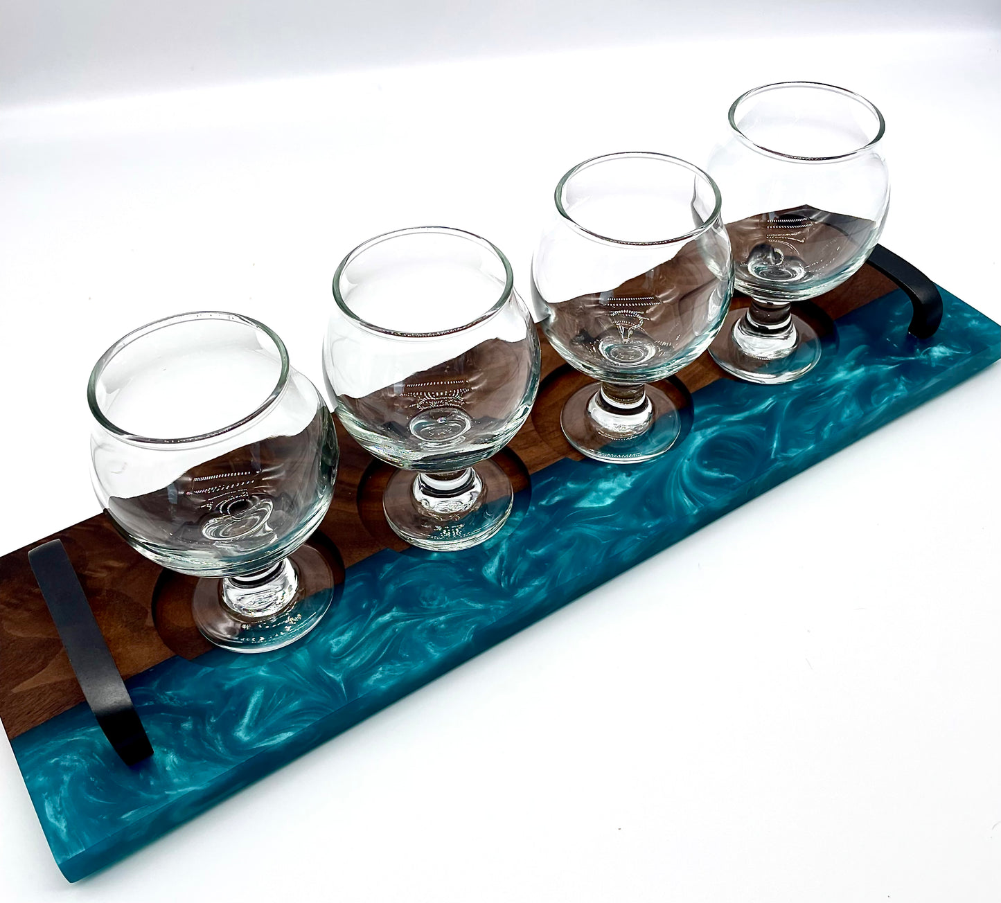 Walnut and Epoxy Resin Beer or Whiskey Tasting Flight Tray