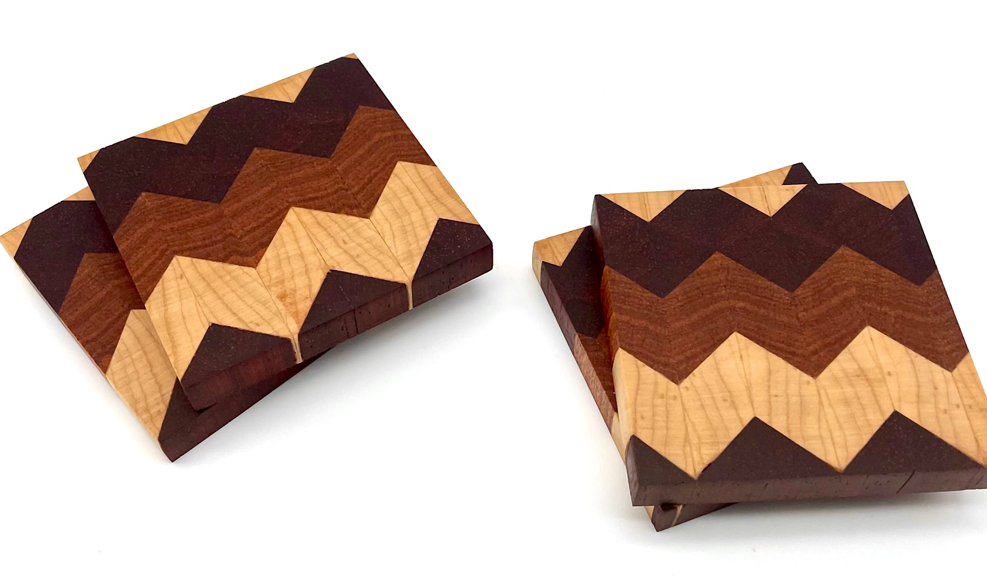 Unique Handmade End Grain Wooden Coasters (Set of 2 or 4)