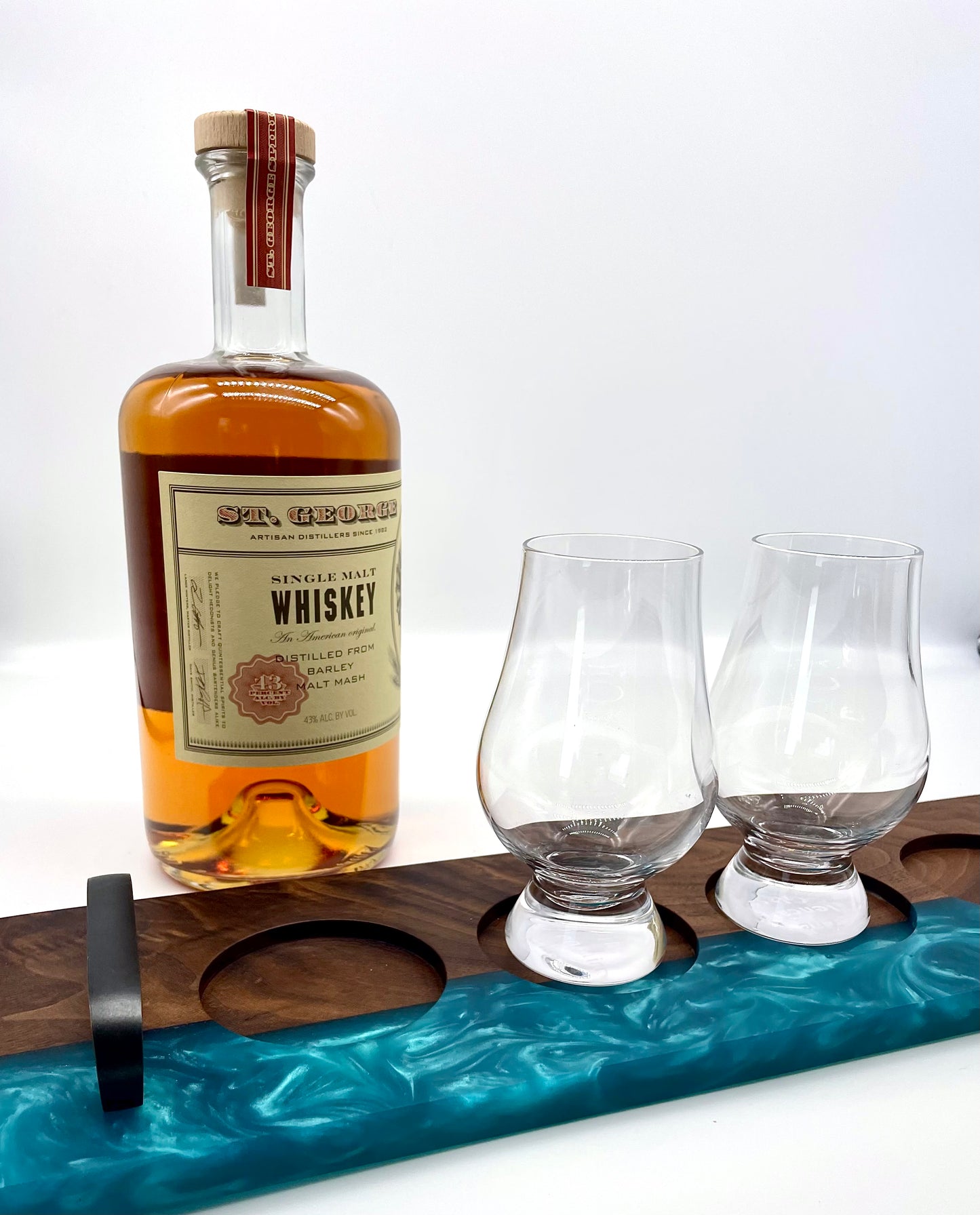 Walnut and Epoxy Resin Beer or Whiskey Tasting Flight Tray