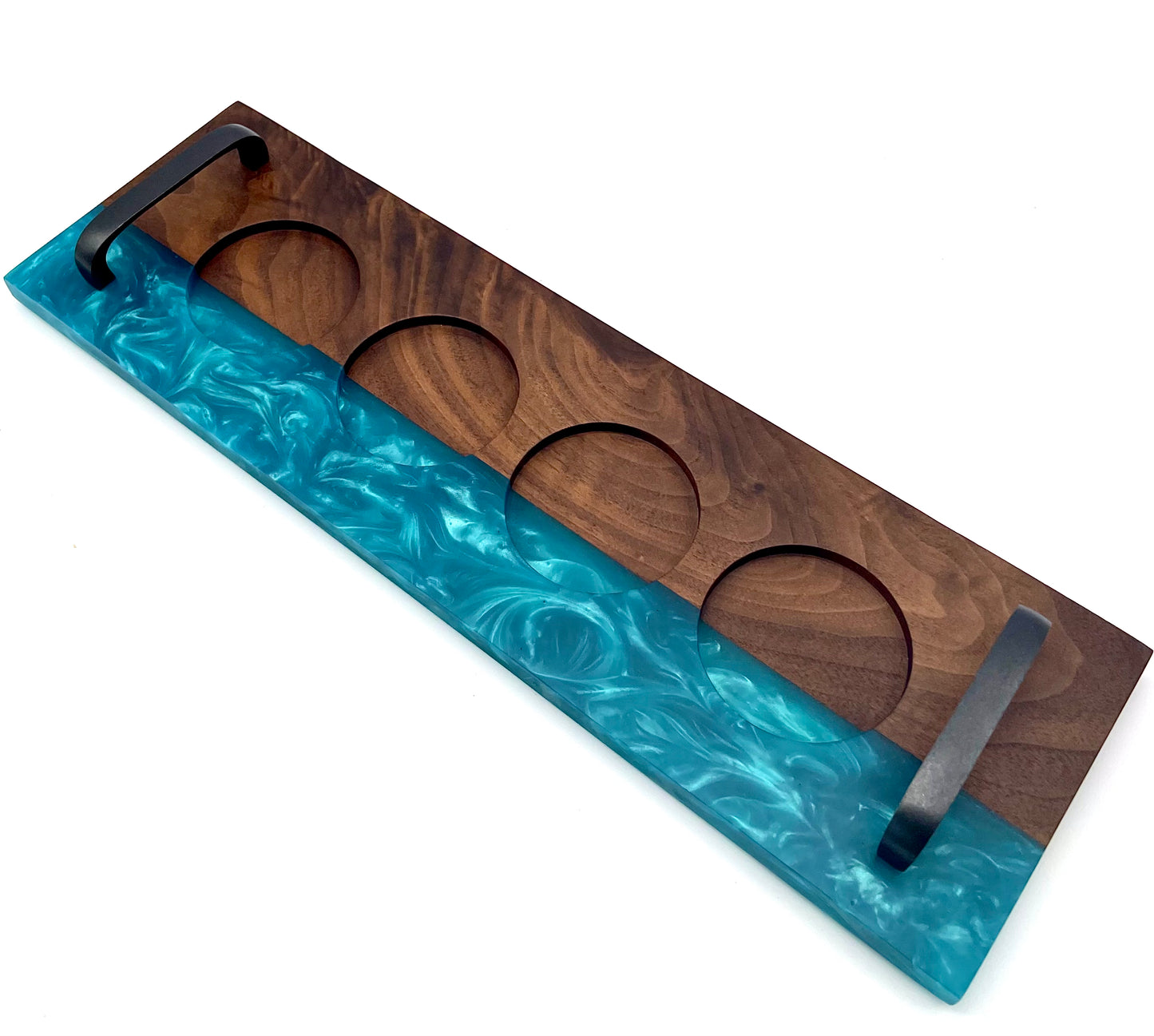 Walnut and Epoxy Resin Beer or Whiskey Tasting Flight Tray