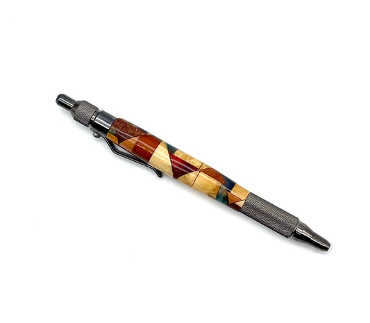 Wood and epoxy Resin Chaos Ballpoint EDC Click Pen; Hand turned